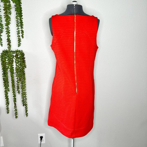 Sharagano Red Subtle Chevron Boat Neck Sleeveless Dress Women's Size 6 - Picture 4 of 8